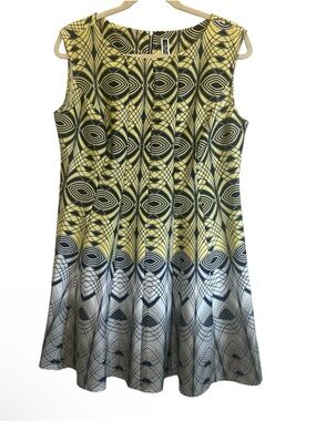 Julian Taylor New York Fit Flare Abstract Print midi Dress Plus Size 20W New